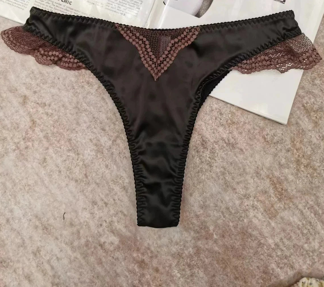 Fashion Women Lace Satin Unpadded Bra Set Soft Underwire Ultra Thin Slimming Anti-sagging Comfort Breathable Daily Underwear Set