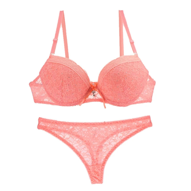 2024 Sexy Bra Sets Push Up Lace Lingerie 34/75 36/80 38/85 40/90 42/95 BCDE Cup White Pink Blue Khaki Green Violet Underwear