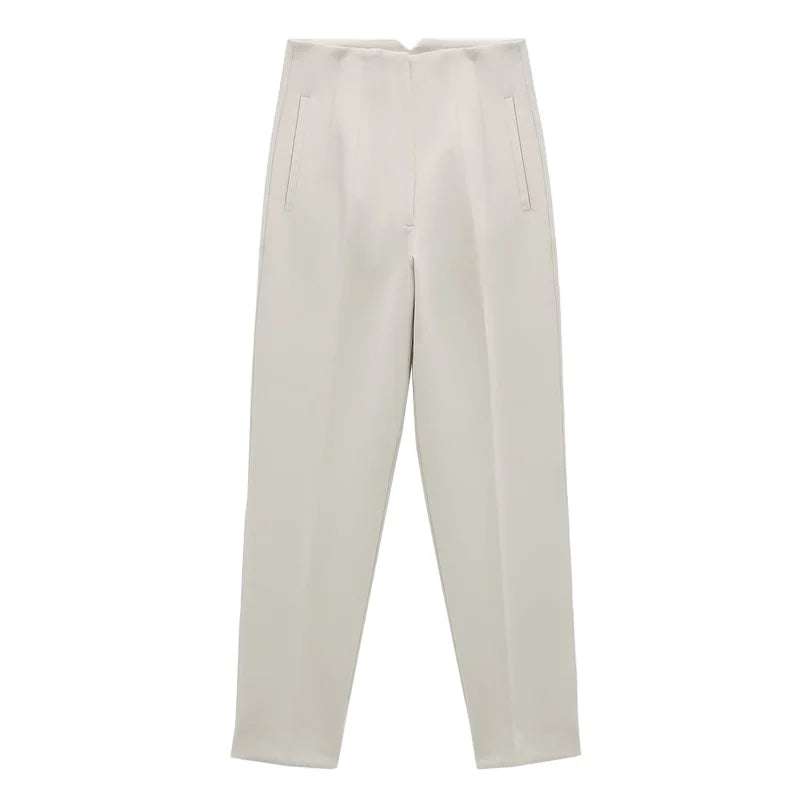 Hot Sale Women Summer Thin Casual Cropped Pants Stretchy Temperament Pleated Slimming Capris Ankle Length High Waisted Trousers