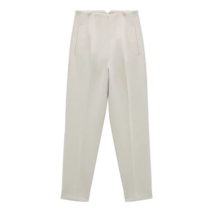 Hot Sale Women Summer Thin Casual Cropped Pants Stretchy Temperament Pleated Slimming Capris Ankle Length High Waisted Trousers