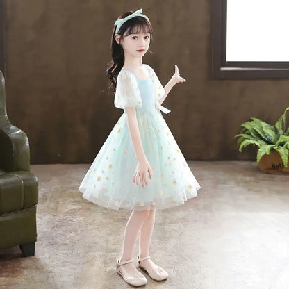 Tulle Skirt Girls Summer Dresses Kids Dress Luxury Cotton Linen Suit Girl From 8 12 Years Old Girl's Clothes Children's Elegant
