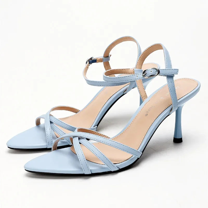 Fashion Square Toe Ankle Strap Buckle Slide Sandals Elegant Cross Tied Open Toe Women Sandals Simple Comfort Plus Size Sandals