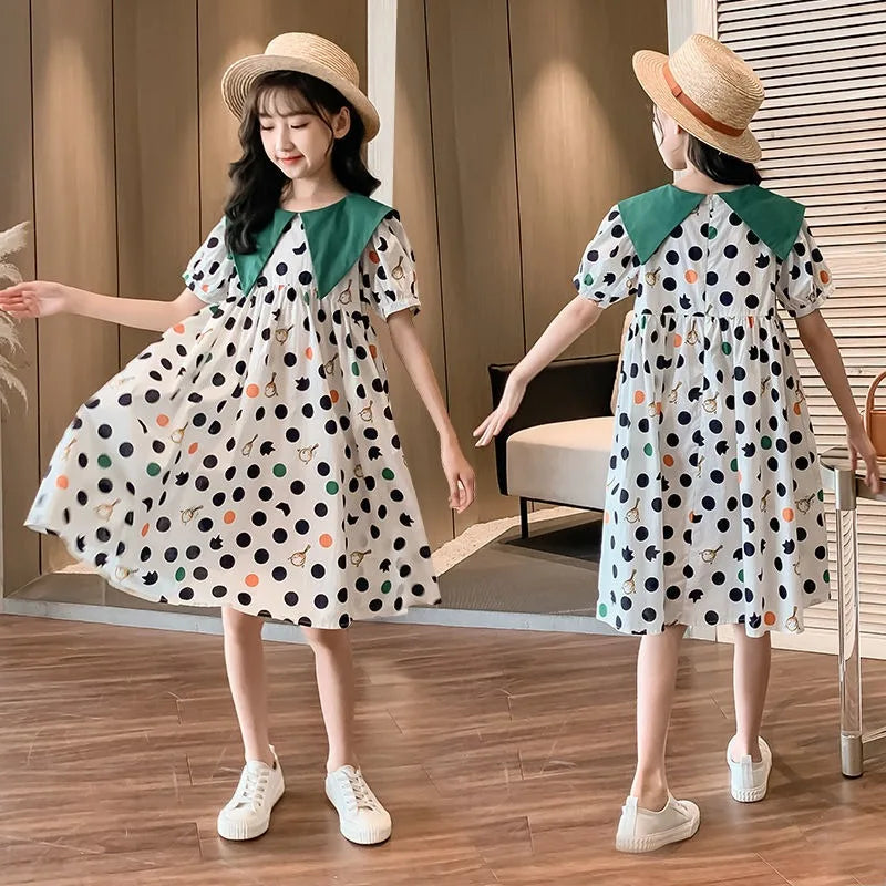 Cotton Princess Dress with Stylish Floral Print Sets for Children Luxury Girls Tweens Clothing Clothes 10 12 Years Children's 11