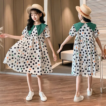 Cotton Princess Dress with Stylish Floral Print Sets for Children Luxury Girls Tweens Clothing Clothes 10 12 Years Children's 11