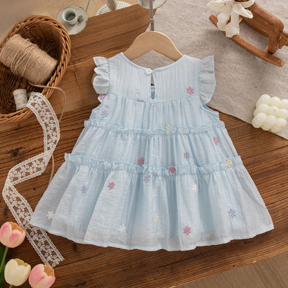 Baby Dress Summer Flower Mesh Cute Girls' Dress Cute Beach Princess Children's Dress Baby Girl Clothing