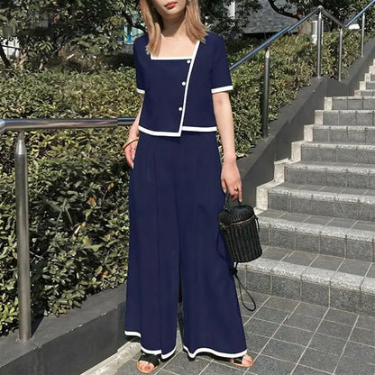 2026 Summer Short Sleeve Blouse Pant Sets ZANZEA Fashion Women 2 Pieces Sets Casual Patchwork Work Outfit Wide Leg Trousers Suit