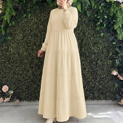 Modest Muslim Abaya Dress ZANZEA Ramadan Robe Women Elegant Long Sleeve Pleated Sundress Dubai Hijab Dresses Eid Kaftan Vestidos