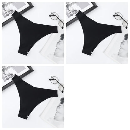 3Pcs/Set Women Ice Silk Panties V-Waist Low Rise Briefs Seamless Underwear Female Quick-Drying Underpants Sexy Lingerie S-L