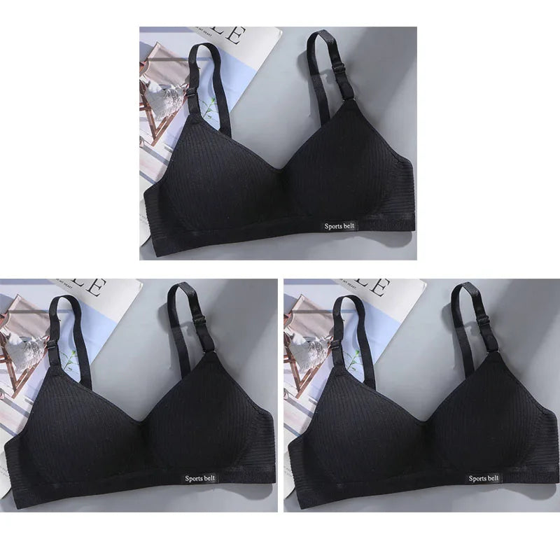 3pcs Women Thin Wireless Bra Girl Seamless Push Up Bra Student Comfort V-Shaped Underwear Adolescent Breathable Comfort Lingerie