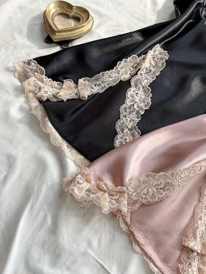 Two-piece lace patchwork women's Nightdress sexy and comfortable pajama set for women