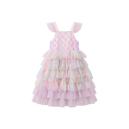 A Sweet and Lovely Girls' Mermaid Dress in Light Purple, Hot Sale Colorful Sparkling Sequin Party Outfit