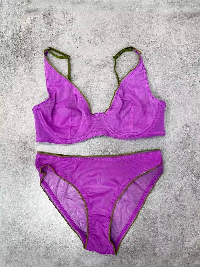 YUQI French Summer Bra - Sexy Euro Color-Block Lingerie | Slim Push-Up Lift & Anti-Sag Support | Anti-Sag Comfort Fit Underwear