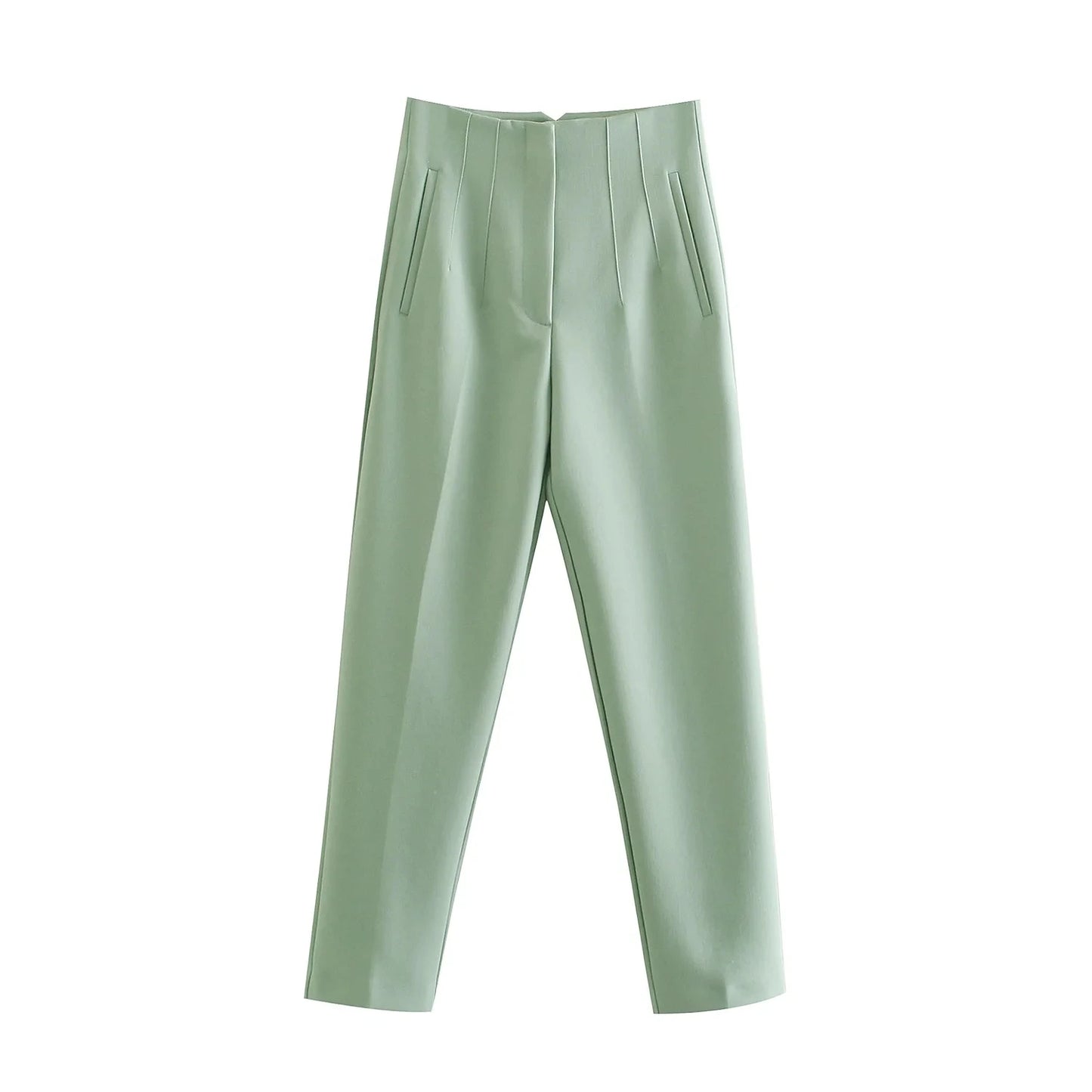 Hot Sale Women Summer Thin Casual Cropped Pants Stretchy Temperament Pleated Slimming Capris Ankle Length High Waisted Trousers