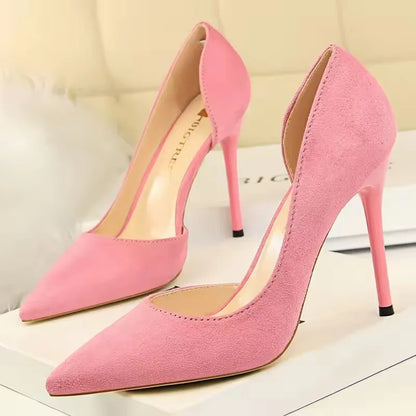 BIGTREE Shoes Pointed Toe Woman Pumps Stiletto High Heels Suede Women Shoes Sexy Women Heels Wedding Shoes Female Heels 10.5cm