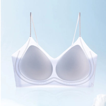 Summer Thin Ultra-thin Ice-skinned Thin Shimmering Shoulder Strap Underwear for Women Without Marks and Beautiful Back Bra