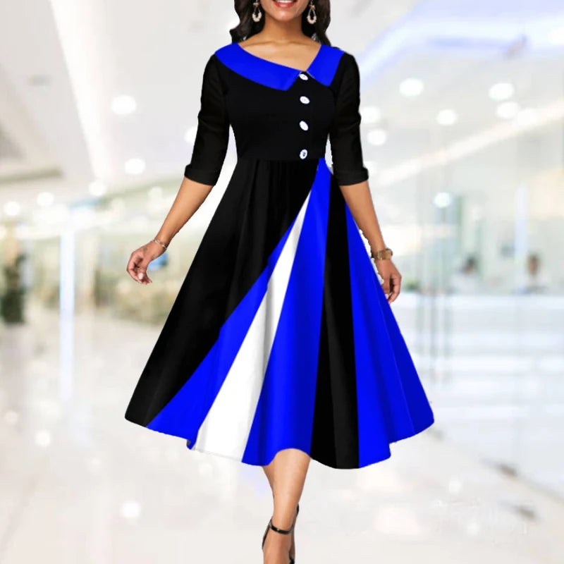 Summer Fashion Women Loose Boho Elegant Dress Large S-5XL Party Printed Half Sleeve Irregular Long Dresses