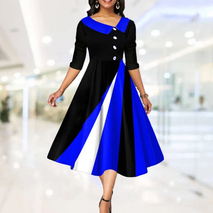 Summer Fashion Women Loose Boho Elegant Dress Large S-5XL Party Printed Half Sleeve Irregular Long Dresses
