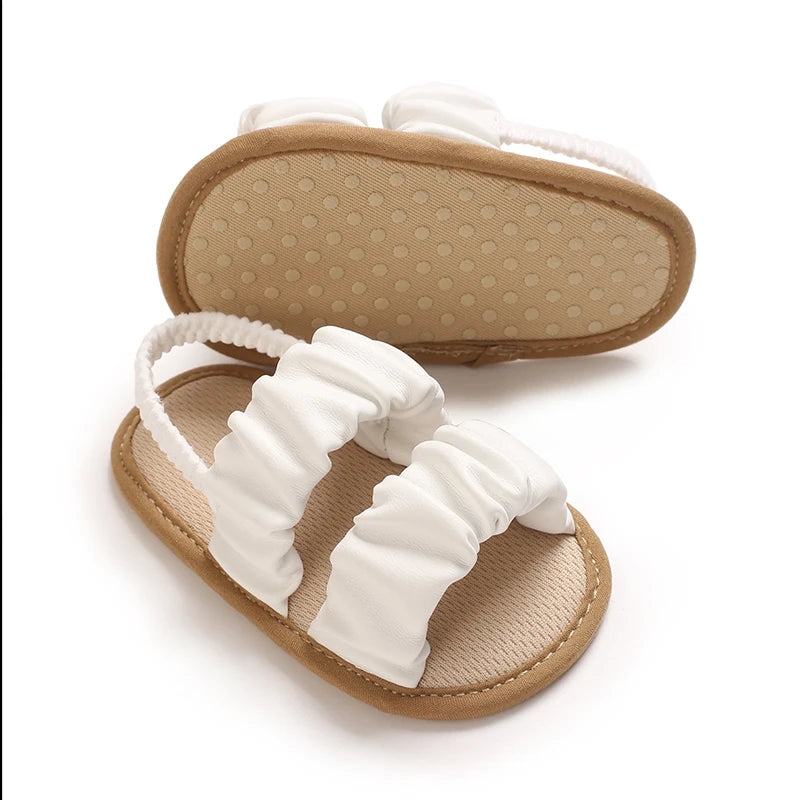 Baby Learning Walk Shoes, Unisex Summer Flat Infant Sandals, Soft Beach Wedding Crib Footwear for Newborns 0-1 Year