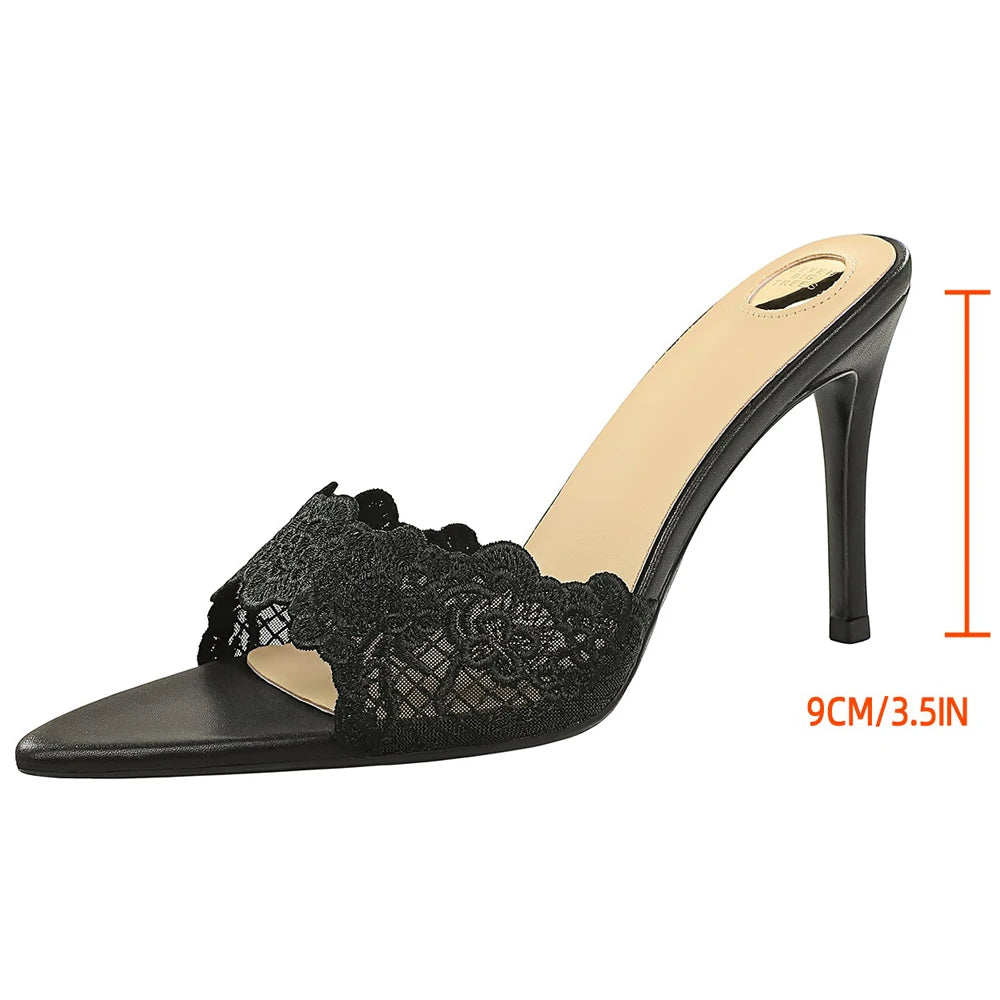 BIGTREE Shoes High-heeled Sandals Ladies' Slippers Lace Sexy Open Toe High Heels Stiletto 9 CM Summer Sandals Women Pumps 2026