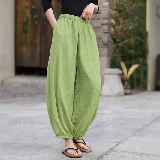 Pakistani Salwar Kameez Cotton Wide Leg Pants Light Green Mid Waist Trousers Elastic Waist Loose Pants Blue Harem Pants for