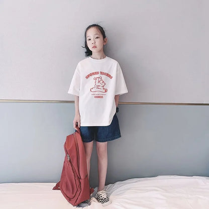 Girl's Vintage Denim Shorts 2026 Summer New Lightweight Casual Wear Out Pants for Kids