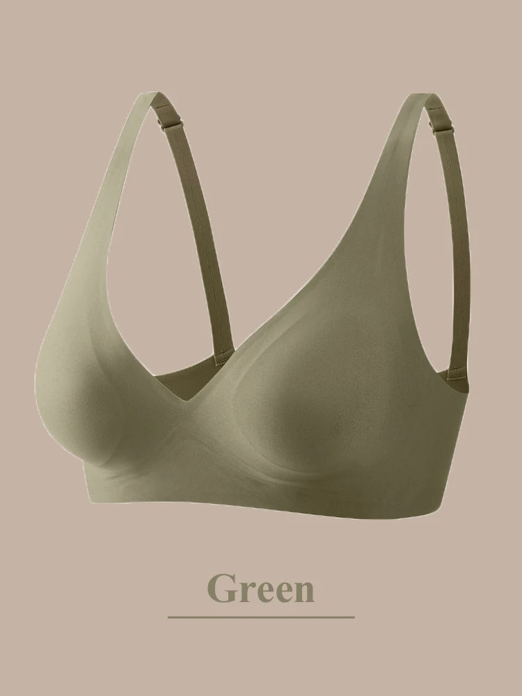 FINETOO One-piece Seamless Bra Women Push Up Wireless Underwear Ladies Padded Bralette Sexy Deep V Bras Beauty Back Underwear