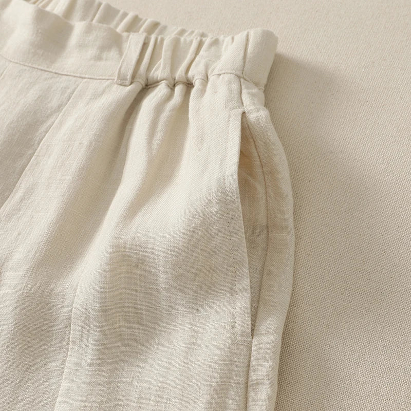 Cotton Linen High Waist Casual Pants Women's Summer New Korean Style Fashionable Elegant Design Sense Loose Straight Leg Pants