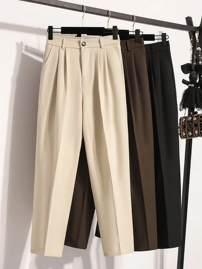 2026 Autumn Winter New Arrival High Waist Suit Pants Plus Size Pants WomanHigh Quality Korean Style Straight Trousers