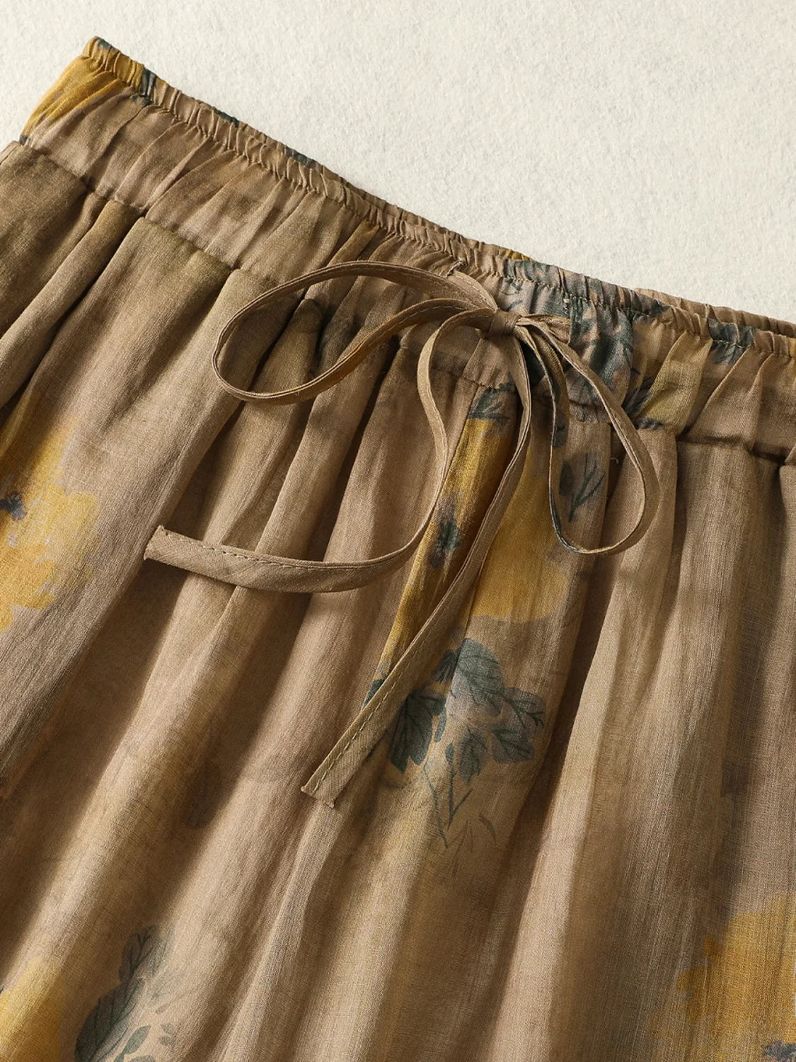 High Waist Wide Leg Pants Women's Casual Floral Print Artistic Versatile Cotton Linen Spring Autumn Season Pear Shaped Body Type