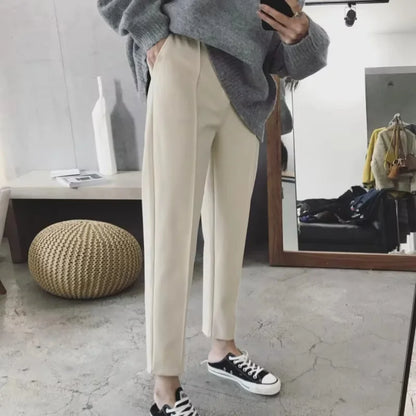 Fashion Winter Warm Work Elegant Suit Plus Size Women Pant Autumn Thicken Oversize Pencil Pants High Waist Solid Casual Trousers