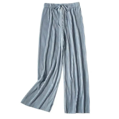 2026 Spring and Summer Loose Chiffon Ice Silk Women's Pants, Pleated Slim Wide-Leg Trousers