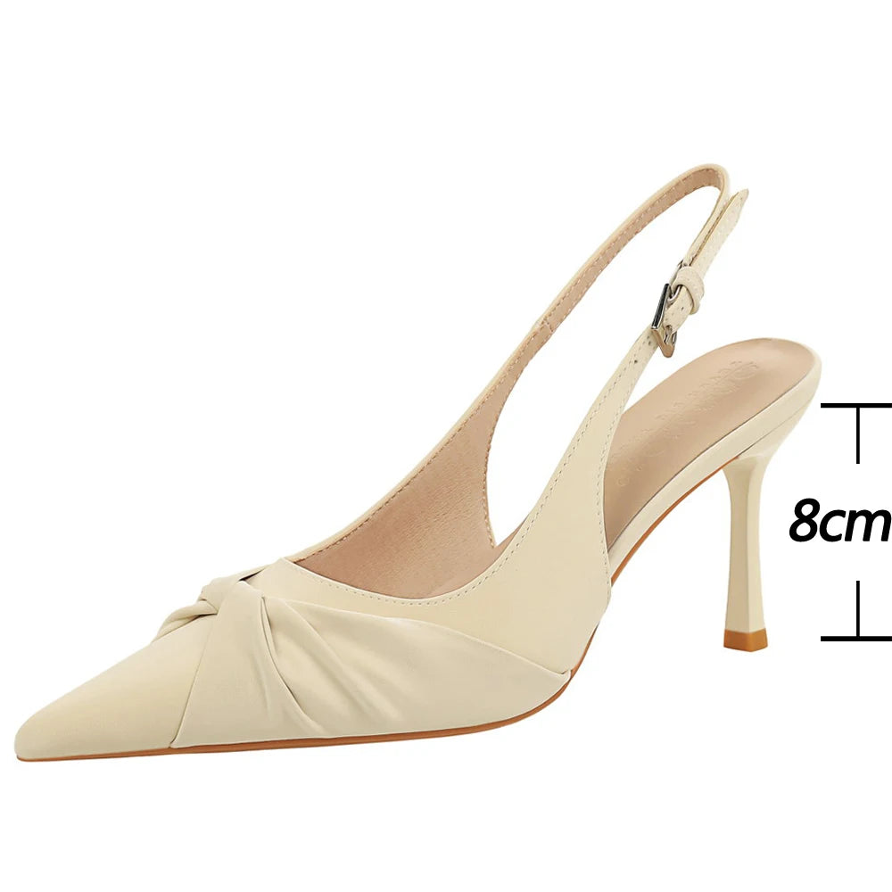 BIGTREE Shoes Bowknot Design High-heeled Sandals Women Shoes Buckle Women Pumps Stiletto Heels 8 cm Summer Sandals Ladies Shoes