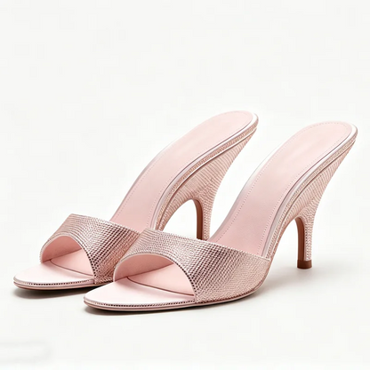 Sexy Peep Toe Women Slippers Stable Wedge Heeled Sandals for Ladies Luxury Rhinestone Detail Summer Shoes Elegant Party Heels