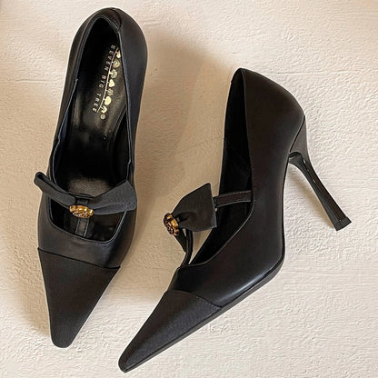 BIGTREE Shoes Metal Flower Design Women Pumps Bowknot High Heels Stiletto 10 CM Pointed Women Heels Luxury Banquet Shoes 2026