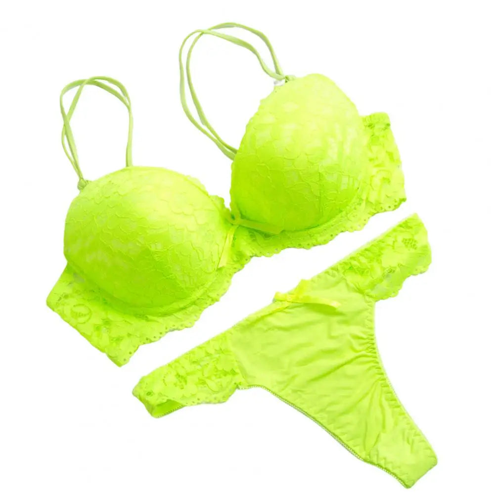 2024 Floral Embroidery Women Underwear Set Sexy Lace Push Up Bra Set Panties Sexy Push Up Brassiere Wirefree Soft Underwear Set