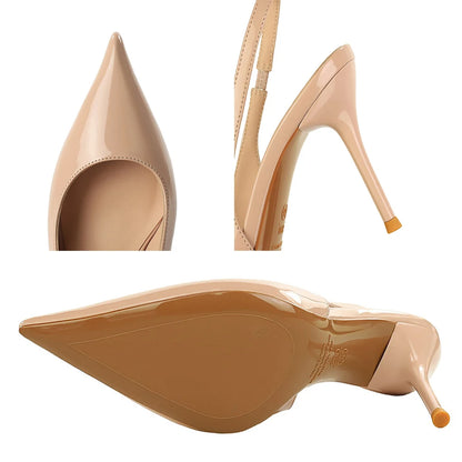 Ladies' 9 cm Heels Women Sandal Summer Shoes Pointed Women Pumps Patent Leather High-heeled Sandals Stiletto Sexy Party Shoes