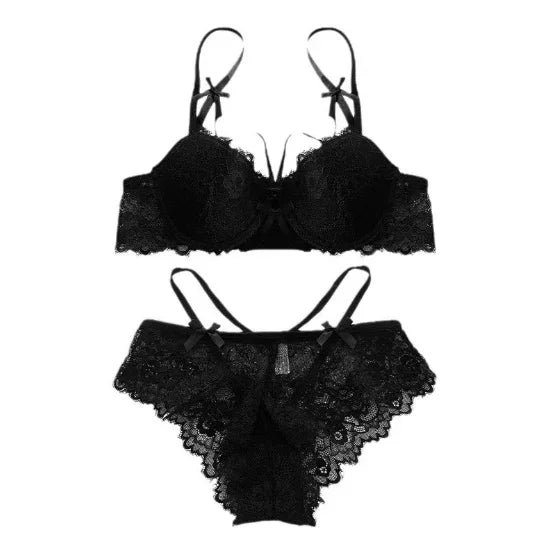 MOYISU Push Up Bra Set 32-38 AB SL French Lace Underwire Luxury Bow Bralette Allure Support Breathable Comfort Summer Flash Sale