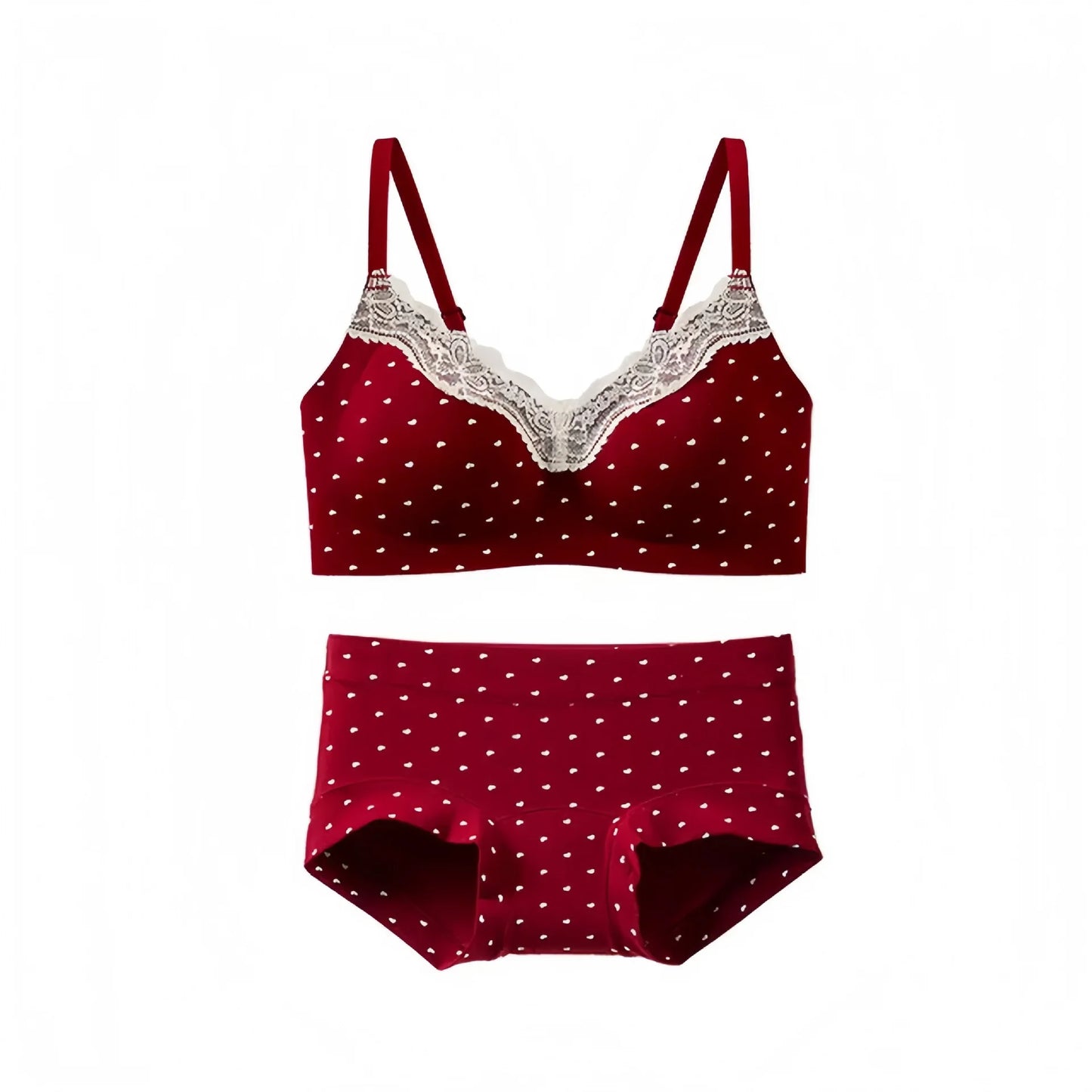Teenage Sexy Lace Floral Bra Set Comfortable Non-steel Ring Beauty Back Small Breasts Gathered up Support Anti-Sagging Bra Set