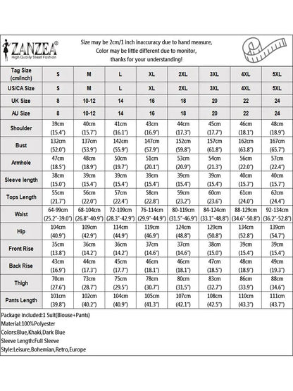 2024 Autumn Tracksuits ZANZEA Fashion Women Long Sleeve Shirt Pant Sets Solid Work Trousers Suit 2PCS Outfits Loose Matching Set