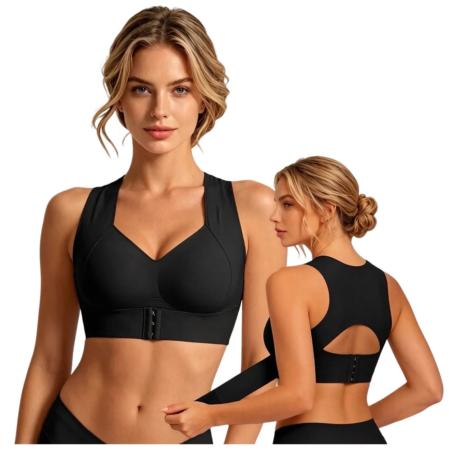 Race Back Corrector Bra For Women Front Closure Wireless Seamless Bra Wide Strap Full Coverage Tank Female Seamless Underwear