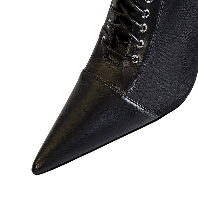 BIGTREE Shoes Cross Straps Sexy Women Boots Pointed Toe Stiletto High-heel Boots 2026 New Women's Ankle Boots Plus Size 42 43