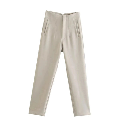 2024 Woman Solid Trouser High Waist Slim Zipper Fly Long Pants Female Wild Commute Office Lady Woman Pencil Pant Street