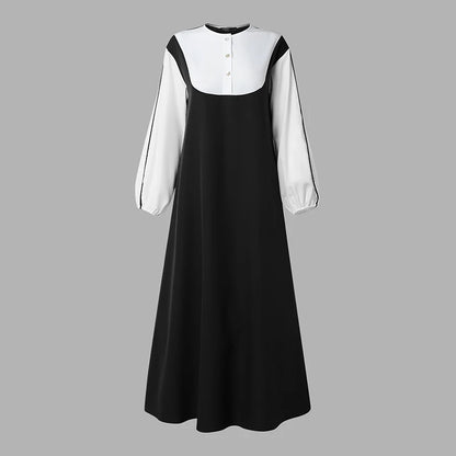 Women Patchwork Muslim Abaya Dress ZANZEA Ramadan Robe Stylish O Neck Long Sleeve Loose Sundress Casual Kaftan IsIamic Clothing