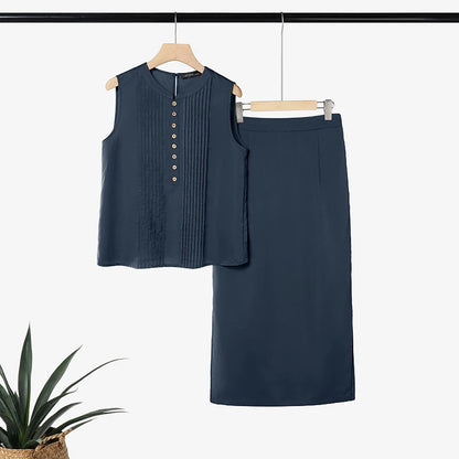 Summer Sleeveless Tank Tops A Line Midi Dress Sets ZANZEA 2PCS Women OL Work Outfits Casual Solid Color 2 Pieces Sets Skirt Suit