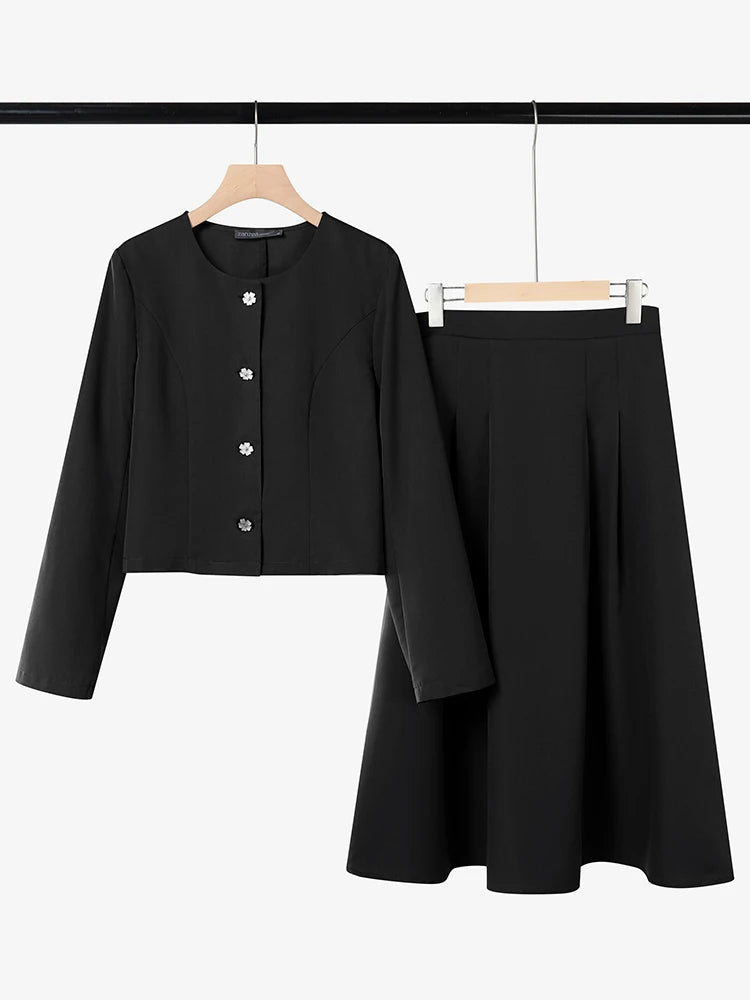 2026 ZANZEA Office Women Outfits 2 Piece Sets Spring Fashion O Neck Long Sleeve Shirt Dress Sets Elegant OL Work Midi Skirt Suit