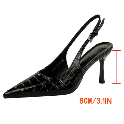 BIGTREE Shoes Yellow Women Pumps Fashion High Heels Sexy Party Shoes Buckle High-heeled Sandals Women Summer Stiletto Heels 8 cm