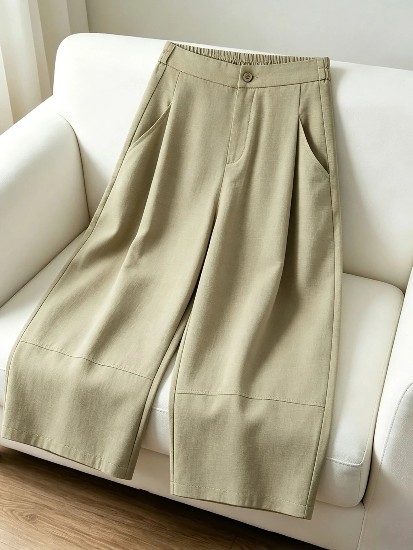High Waist Loose Casual Wide Leg Knife Pants Women Summer Thin New Style  Linen Balloon Pants Cotton Lenzing Eco Viscose