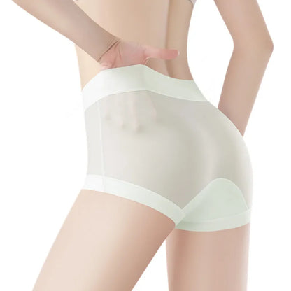 Soft Sexy Breathable Women's Panties Comfortable No Trace Thin Underwear Ice Silk Underwear High Waist Boxer Pants Intimates