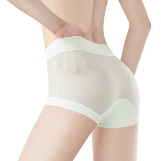 Soft Sexy Breathable Women's Panties Comfortable No Trace Thin Underwear Ice Silk Underwear High Waist Boxer Pants Intimates