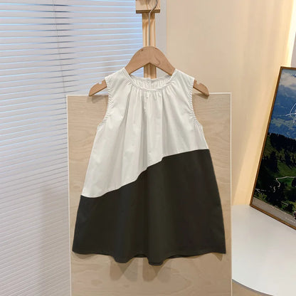 Girls Casual Dresses PATCHWORK Sleeveless Dress Toddler Girl Clothes for 1 To 8 Years Party Dress for Kids Girl
